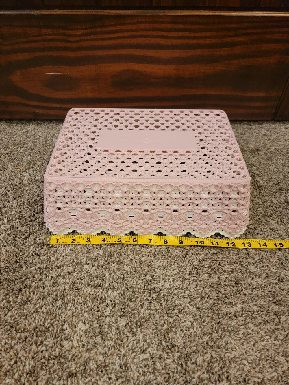 Storage Trays in Pink and White Scalloped Lace Design